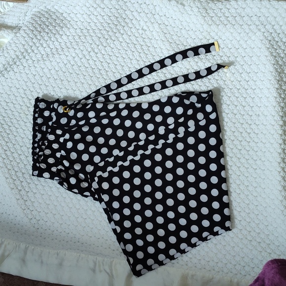 Michael Kors polka Dot Wide Leg Square Pants Black and Gray Draw String Large - Picture 5 of 5